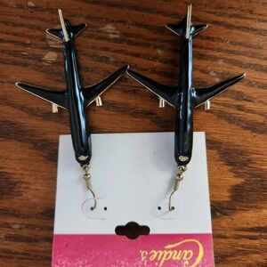 Candie's Black Airplane Earrings
